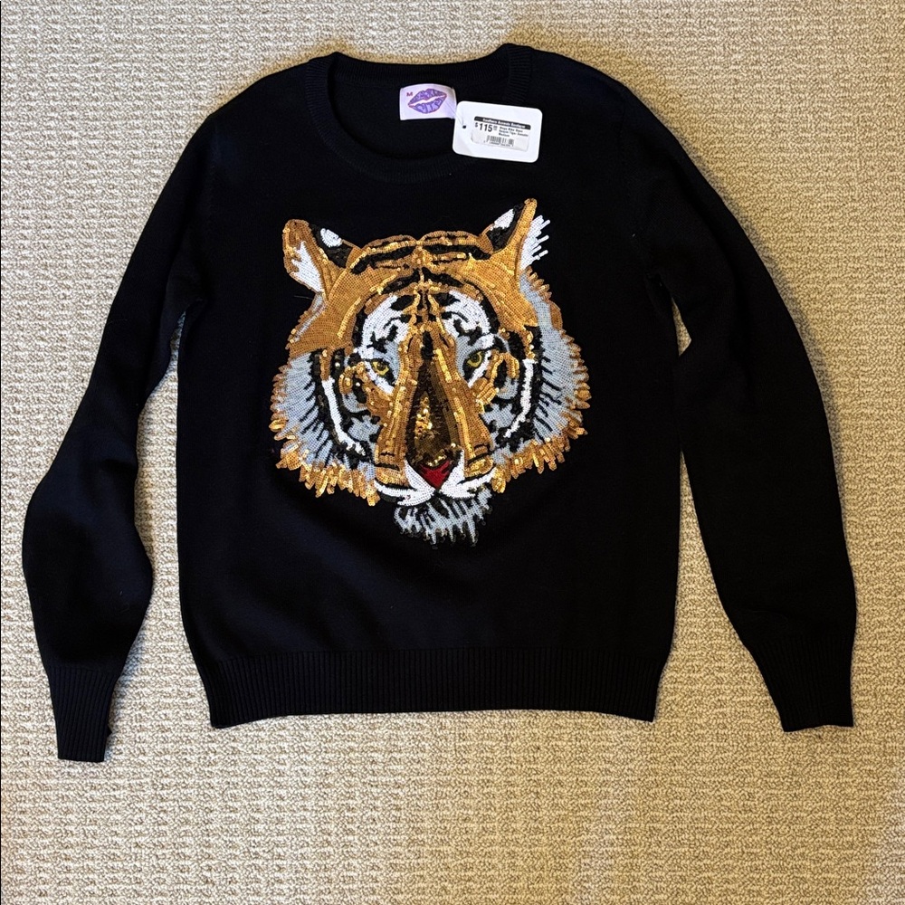 Black Sequin Tiger Sweater